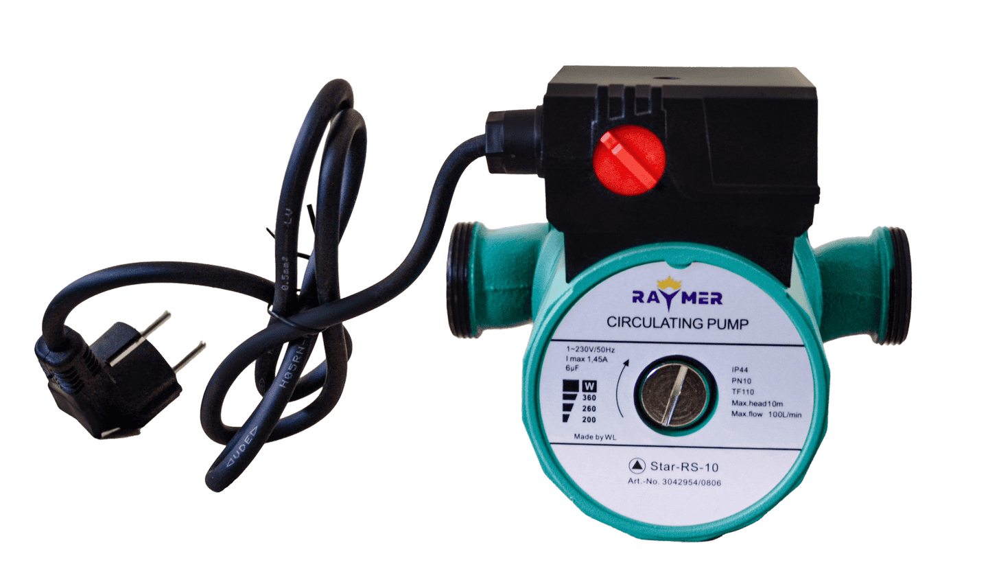 Побутовий циркуляційний насос Raymer RS-25/10-180 (чавун та нержавіюча сталь) + гайки + кабель 1м з вилкою