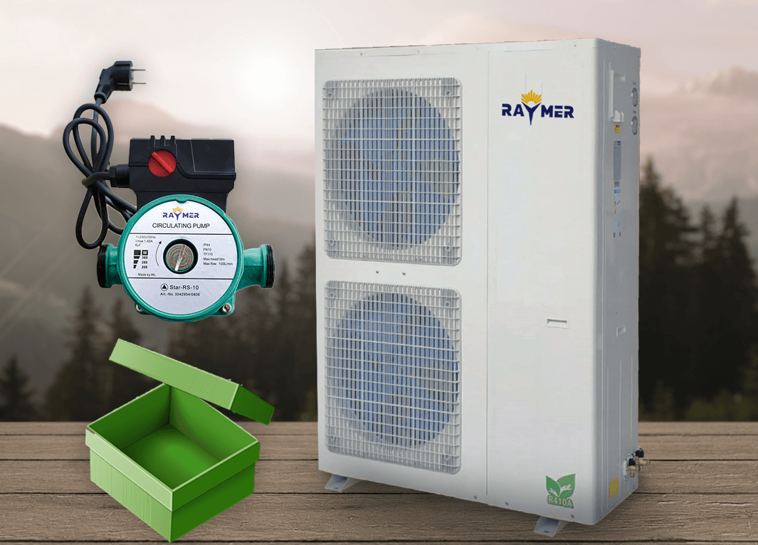 Тепловий насос повітря-вода Raymer RAY-34MN на 34 кВт, моноблочного типу On/Off, 380в