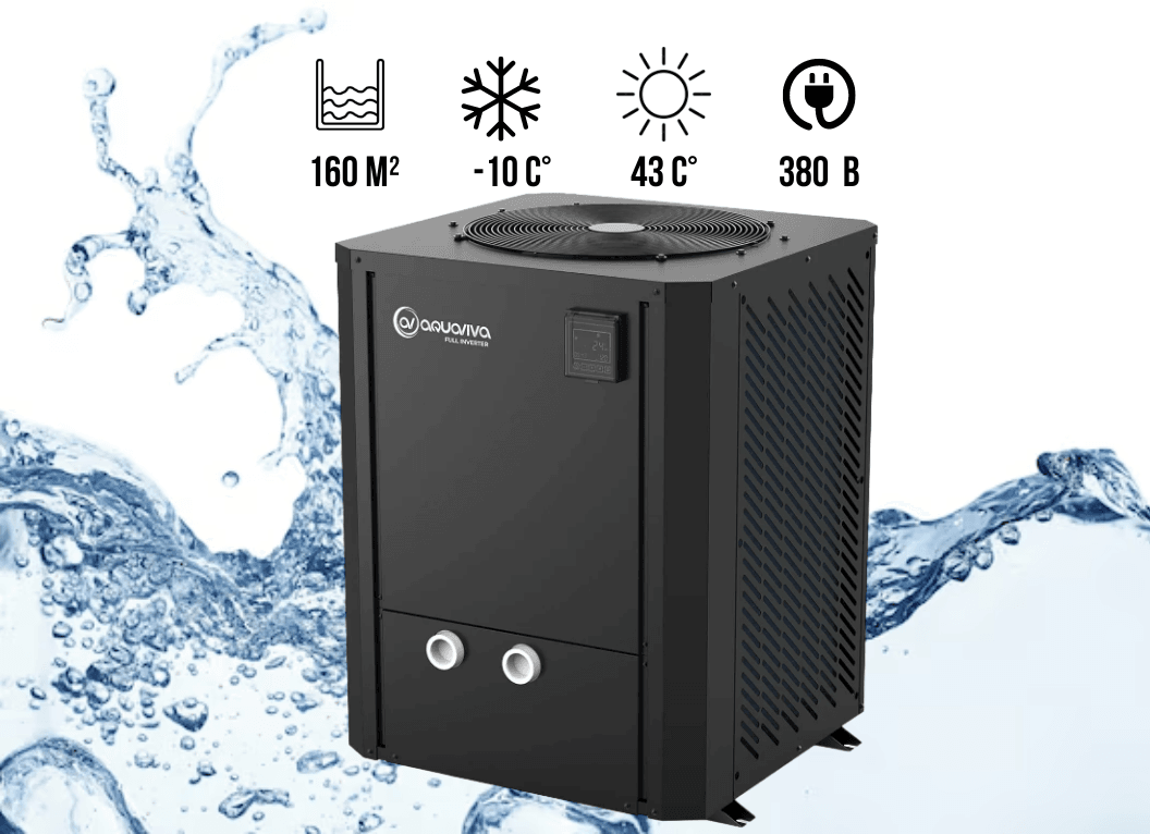 Інверторний тепловий насос Aquaviva Model Vertical 35 (35,2 кВт) 380 В, об’єм басейну до 160 м³