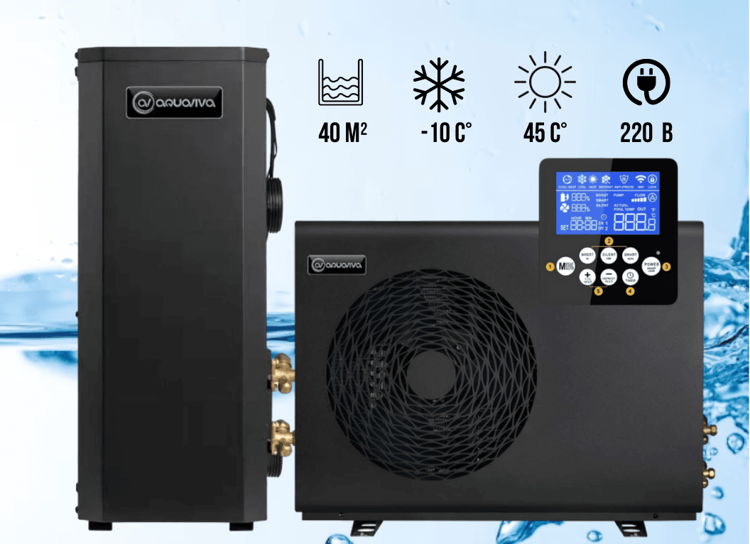 Инверторный тепловой насос для бассейна Aquaviva Superior Split 9 (9,03 кВт), 220 В обьем бассейна до 40 м³