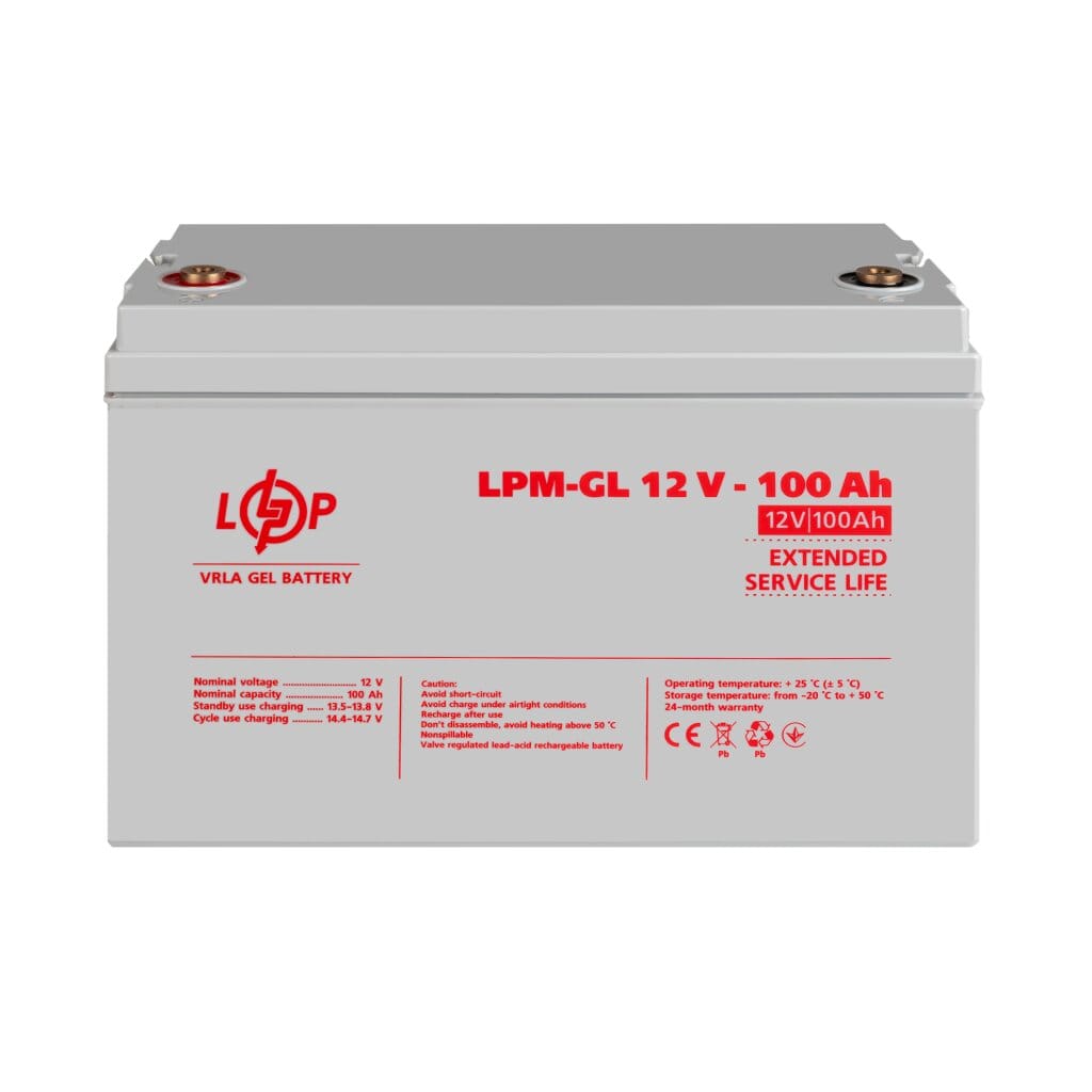 Акумулятор гелевий LogicPower LPM-GL 12V-100 Ah для ДБЖ, для сонячних батарей, для аваріного освітлення