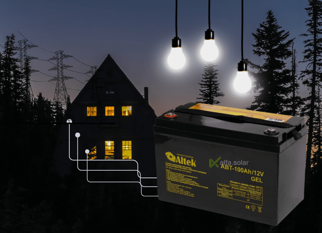 Акумуляторна батарея Altek ABT-100Аh/12V GEL, гелева для ДБЖ, сонячних батарей (акумулятор гелевий)