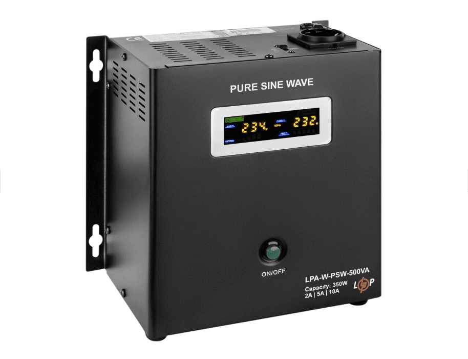Джерело безперебійного живлення LogicPower (ДБЖ) з правильною синусоїдою 12V LPA-W-PSW-500VA(350Вт) 2A/5A/10A