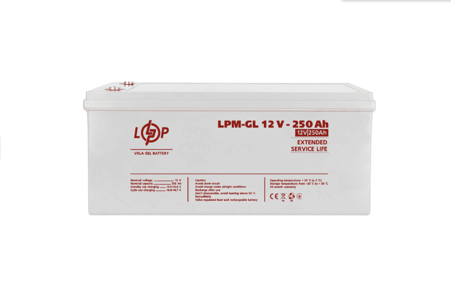 Акумулятор гелевий LogicPower LPM-GL 12V – 250 Ah для ДБЖ, для сонячних батарей, для аварійного освітлення