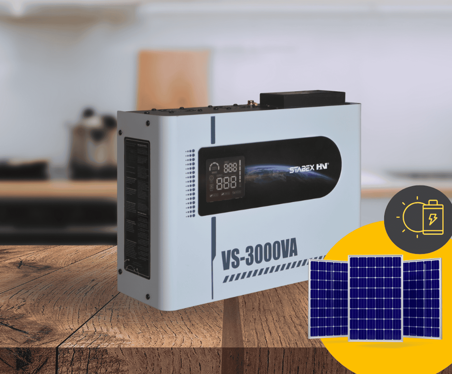 Стабілізатор напруги Stabex VS-3000VA, потужність 3500 Вт, симісторний, 16 ключів, підходить для сонячних інверторів