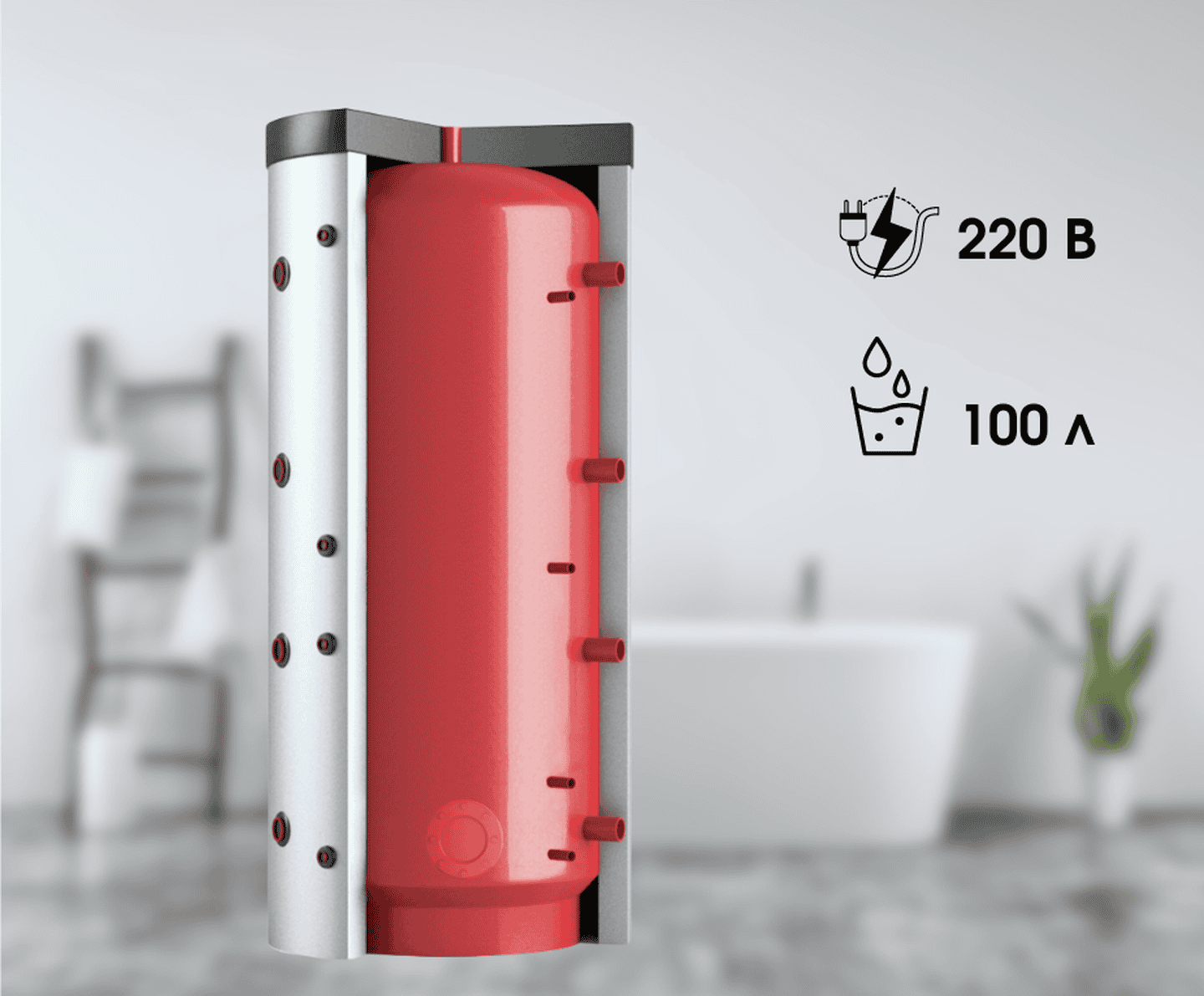 Буферна ємність Teplobak ВТА-4 ЕКОНОМ 100, нержавіючий бак-накопичувач на 100 л для теплових насосів