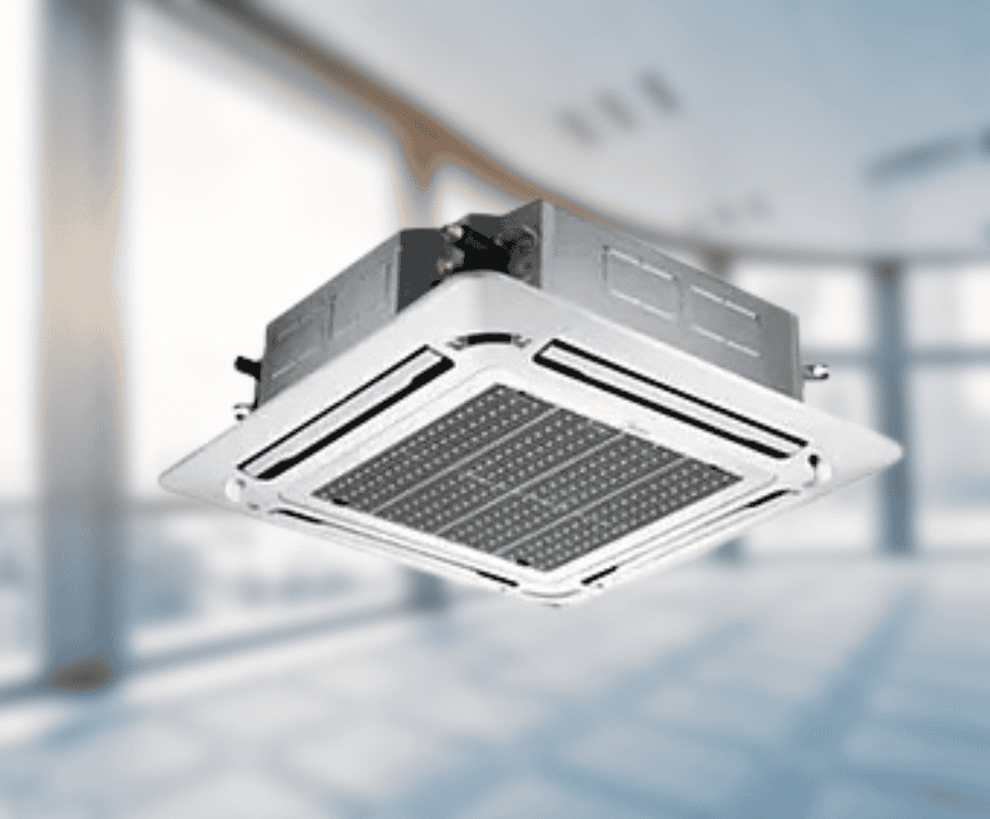 Касетний фанкойл Idea IKA-1000R-SA6 (9 кВт), площа до 100 м², чотирьохсторонній з дренажним насосом (панель IBQ4-02 R-SA6 + пульт ДУ в комплекті)