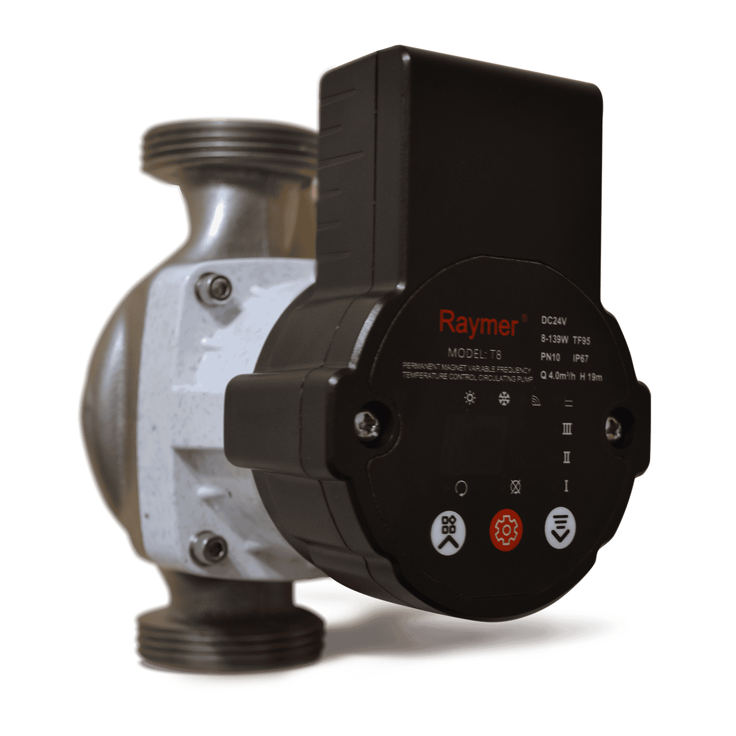 Циркуляційний насос Raymer T8-139W зі змінною частотою обертання та контролем температури (нержавіючий корпус: чавун+нікель)
