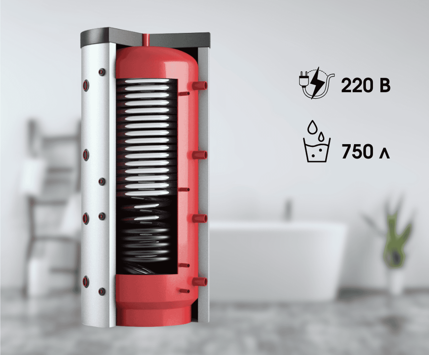 Буферна ємність Teplobak ВТА-1 Солар Плюс 750, нержавіючий бак-накопичувач на 750 л з двома теплообмінниками (1,5+4,45 м²)