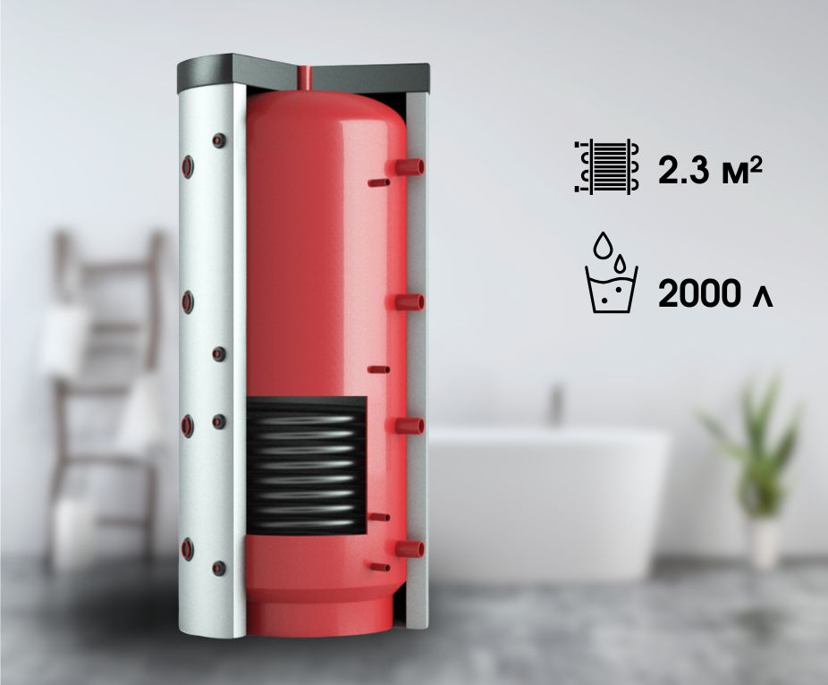 Буферна ємність Teplobak ВТА-3 2000, нержавіючий бак-накопичувач на 2000 л для сонячних колекторів (нижній теплообмінник 2.3 м²)