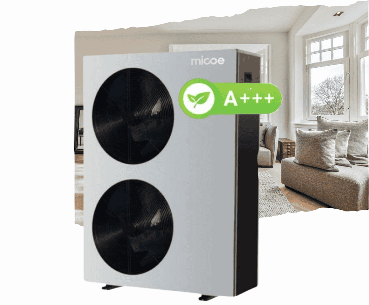 Инверторный тепловой насос Micoe MMHP-026B2 на 26.1 кВт, моноблок, работа при -30°C, площадь до 260 кв.м, R32, 380В