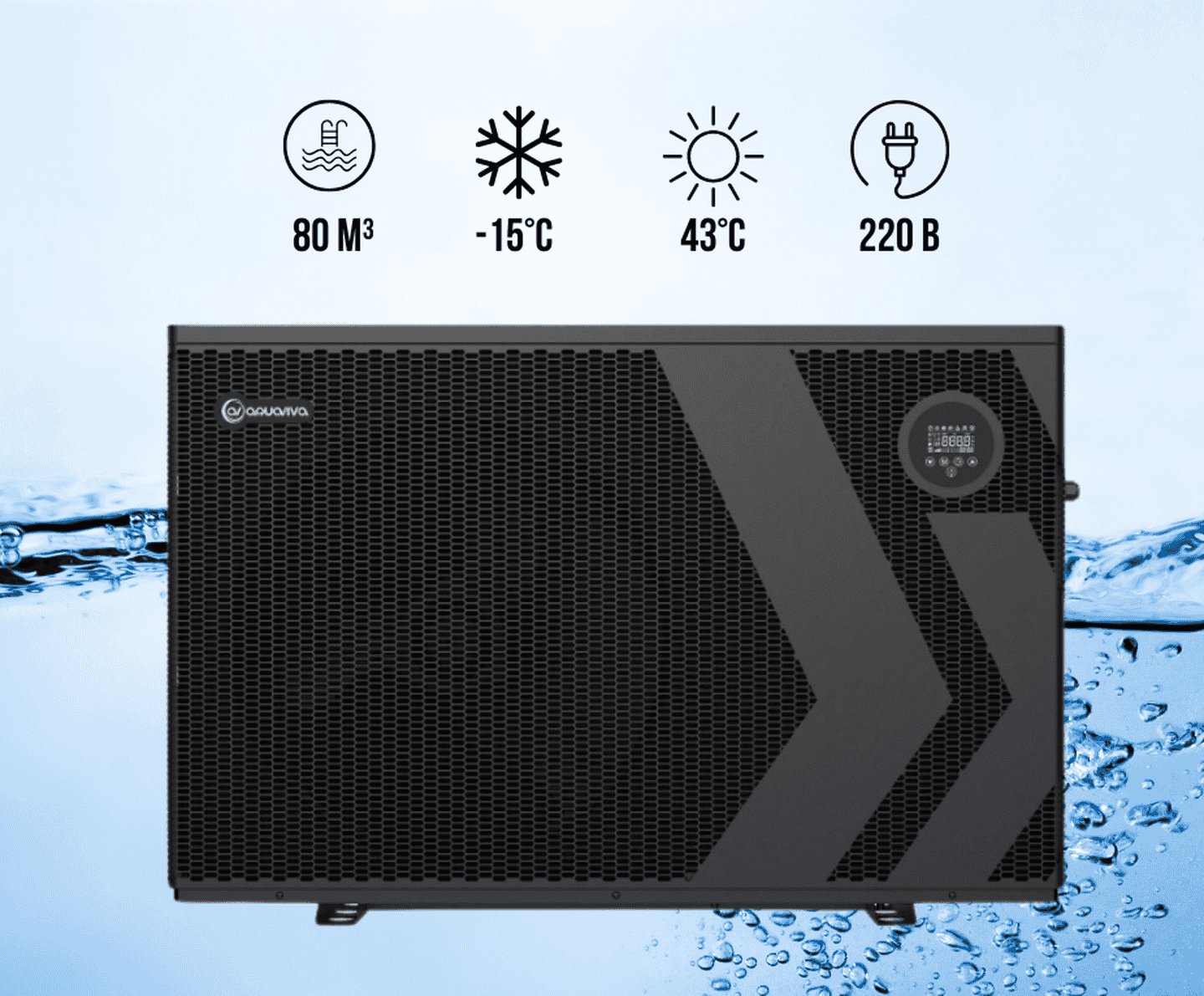 Инверторный тепловой насос Aquaviva Model А 21Т (21,08 кВт) 380 В, до -15°С/+43°С, объем бассейна до 80 м³