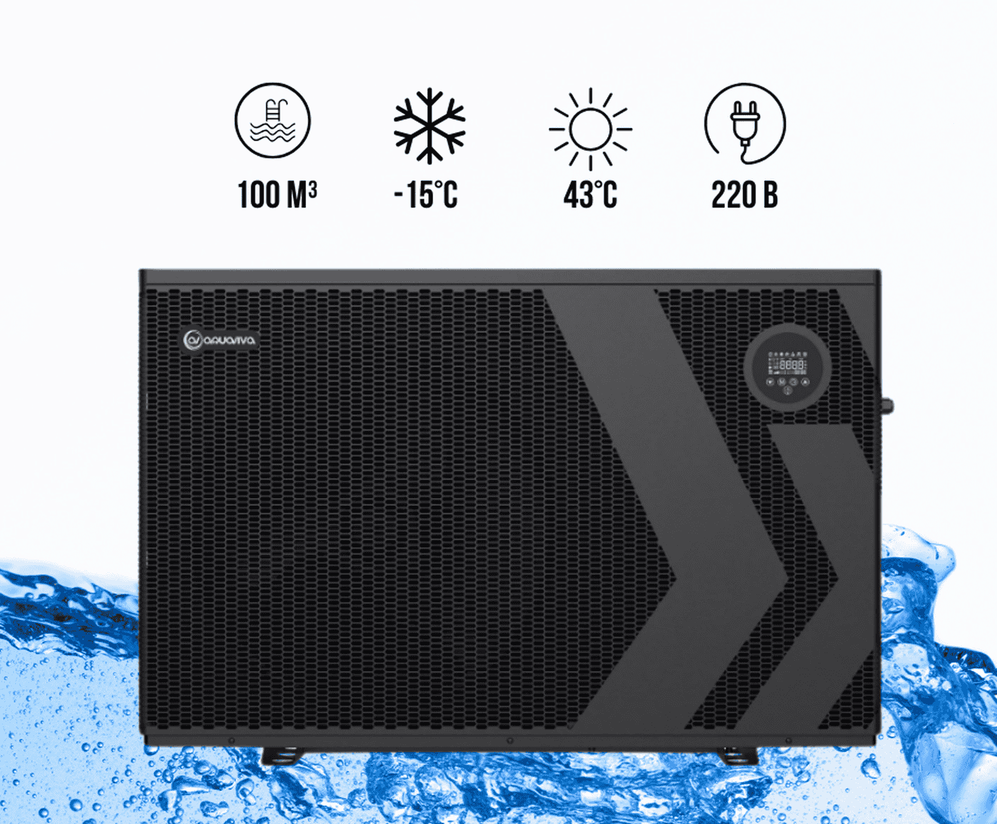 Инверторный тепловой насос Aquaviva Model А 28Т (28,01 кВт) 380 В, до -15°С/+43°С, объем бассейна до 100 м³