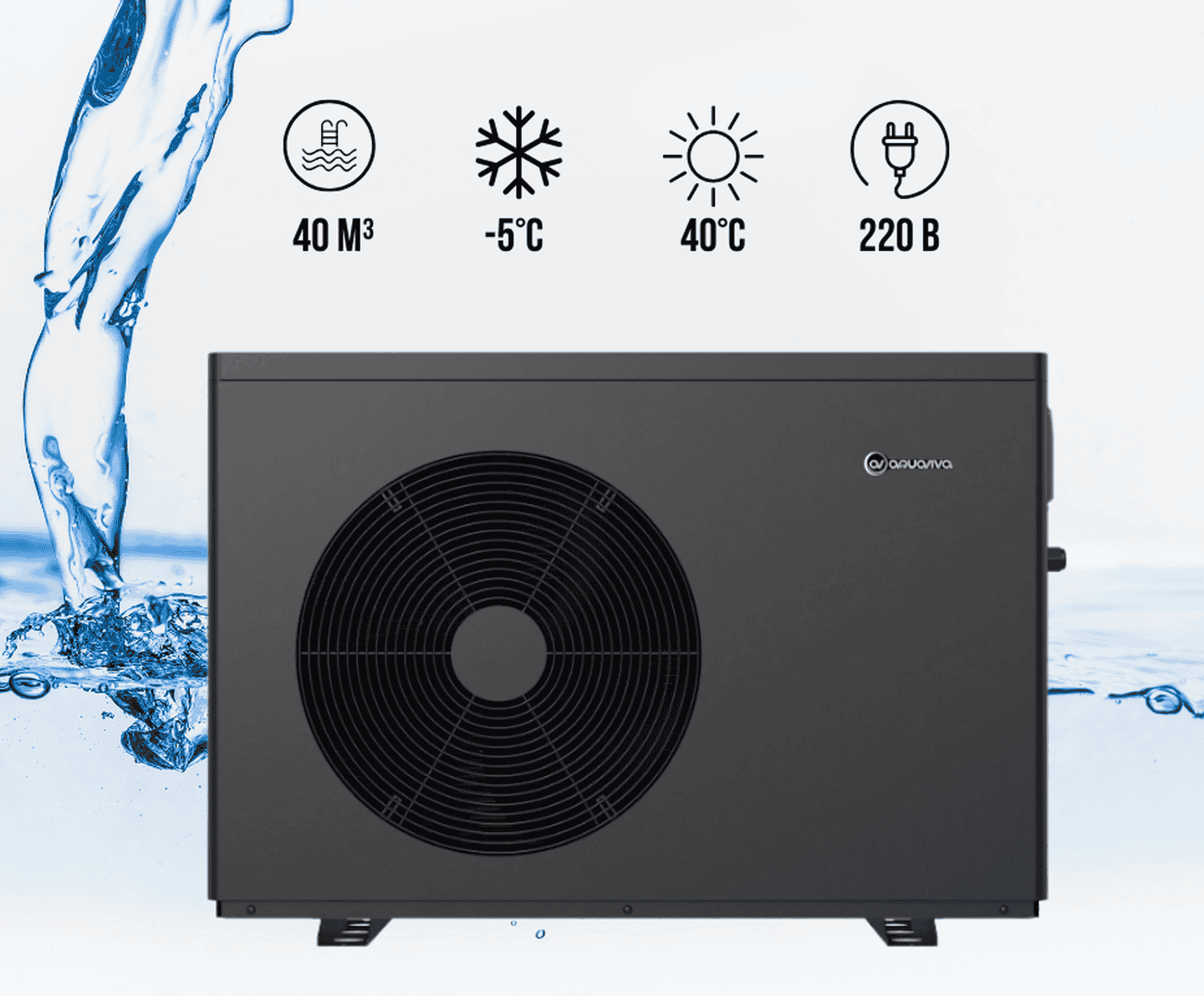 Тепловой насос для бассейна Aquaviva Model А 9 ON/OFF (9,5 кВт), 220 В, обьем бассейна до 40 м³