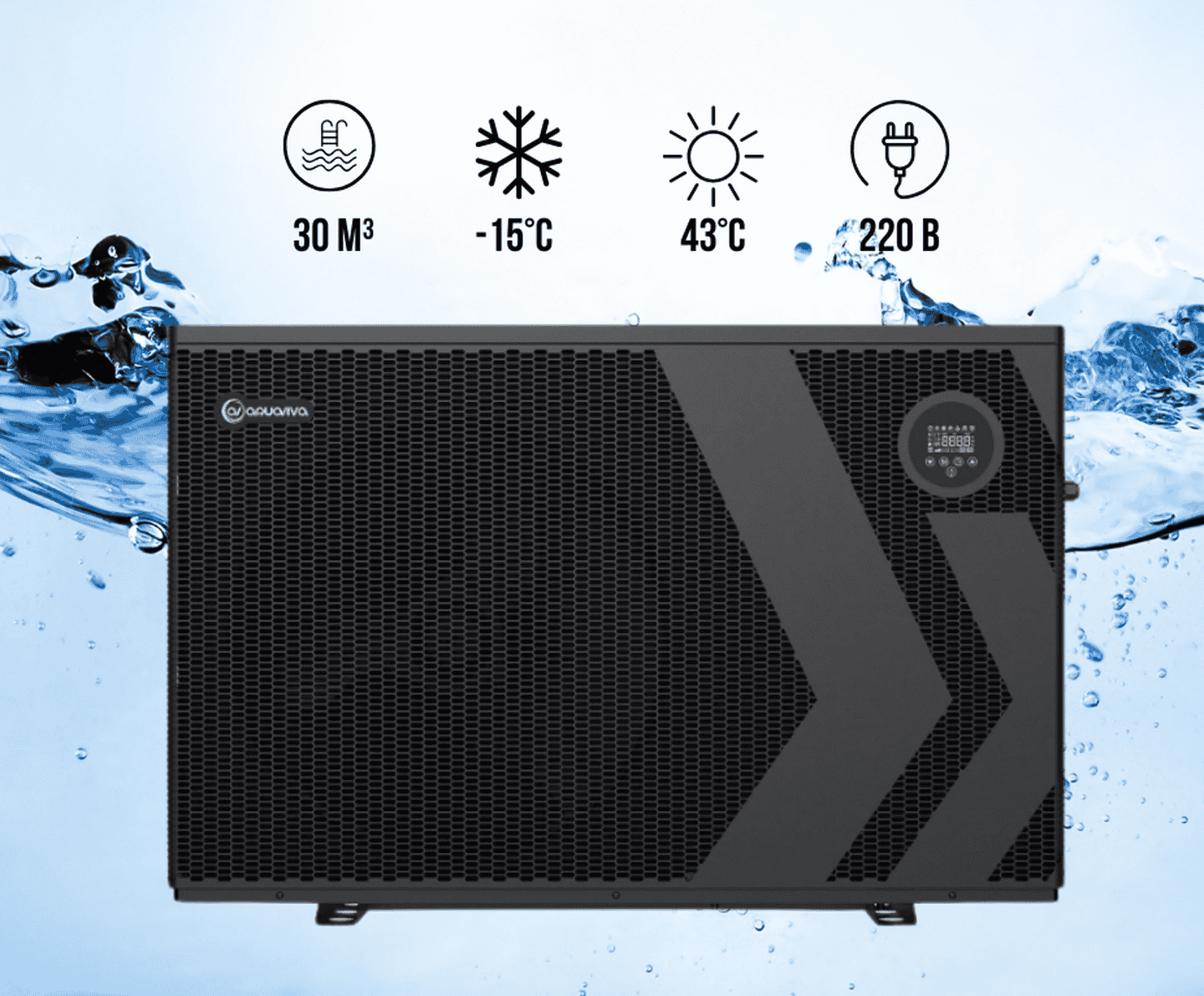 Инверторный тепловой насос Aquaviva Model А 7 (7 кВт) 220 В, до -15°С/+43°С, объем бассейна до 30 м³