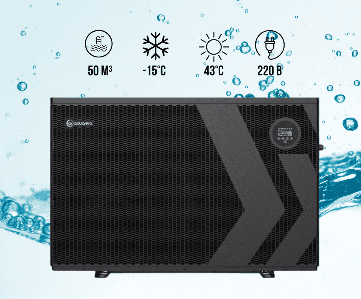 Инверторный тепловой насос Aquaviva Model А 11 (11,5 кВт) 220 В, до -15°С/+43°С, объем бассейна до 50 м³
