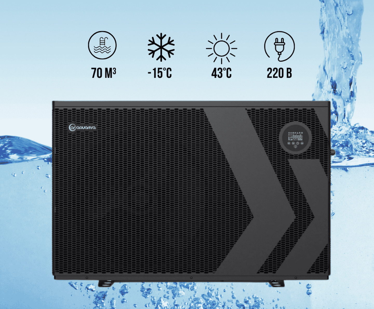 Инверторный тепловой насос Aquaviva Model А 18 (18,15 кВт) 220 В, до -15°С/+43°С, объем бассейна до 70 м³