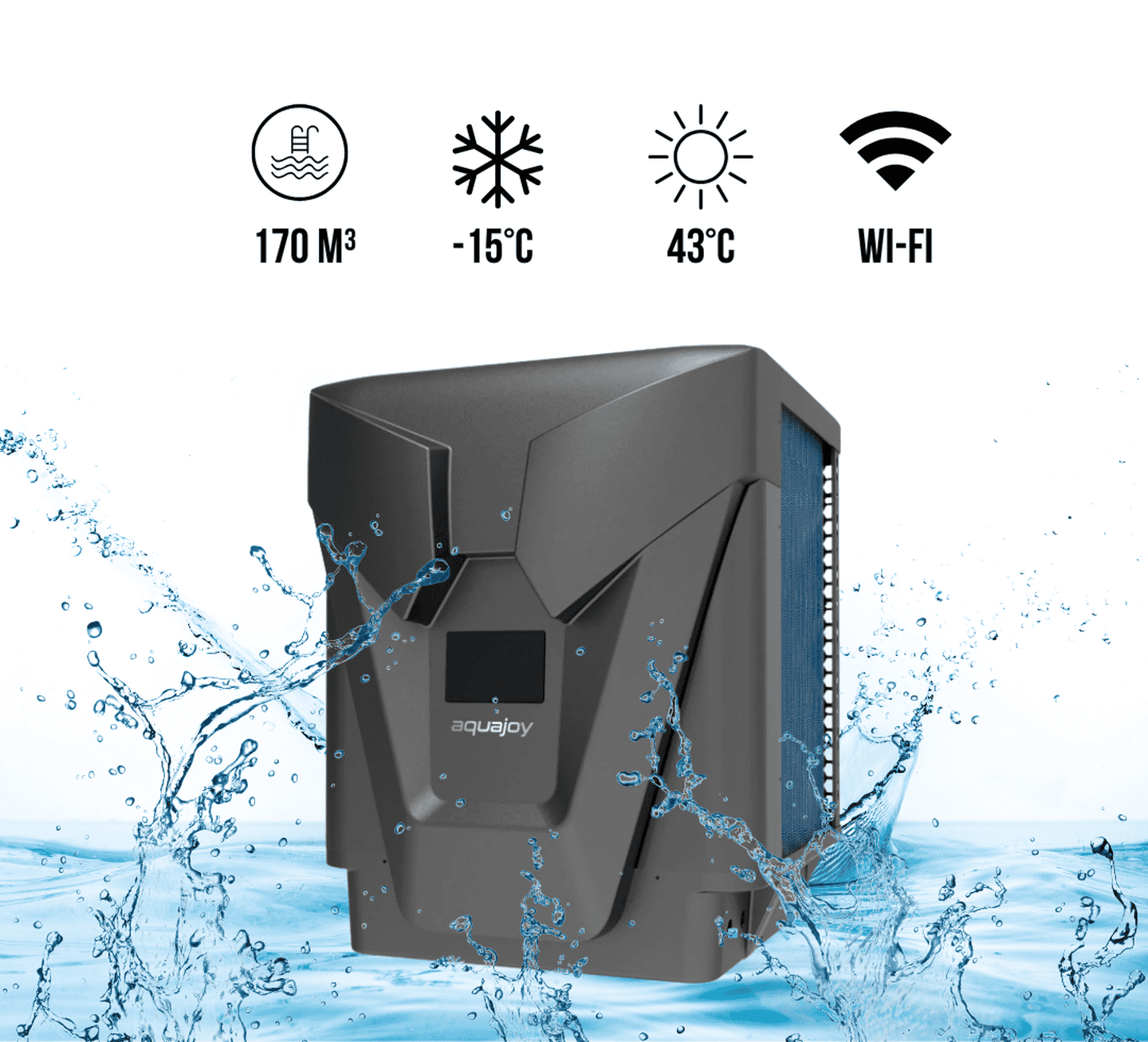 Тепловий насос для басейну Aquajoy Optimus 35T (35.4 кВт), інверторний, об’єм басейну 170 м³, -15°С/+43°С, 380В