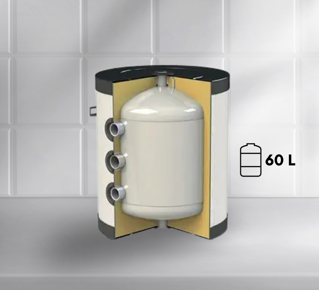 Буферна ємність, KHT НРТH-3-B-60-WP-PU, бак-накопичувач 60 літрів для теплових насосів, настінне/підлогове кріплення