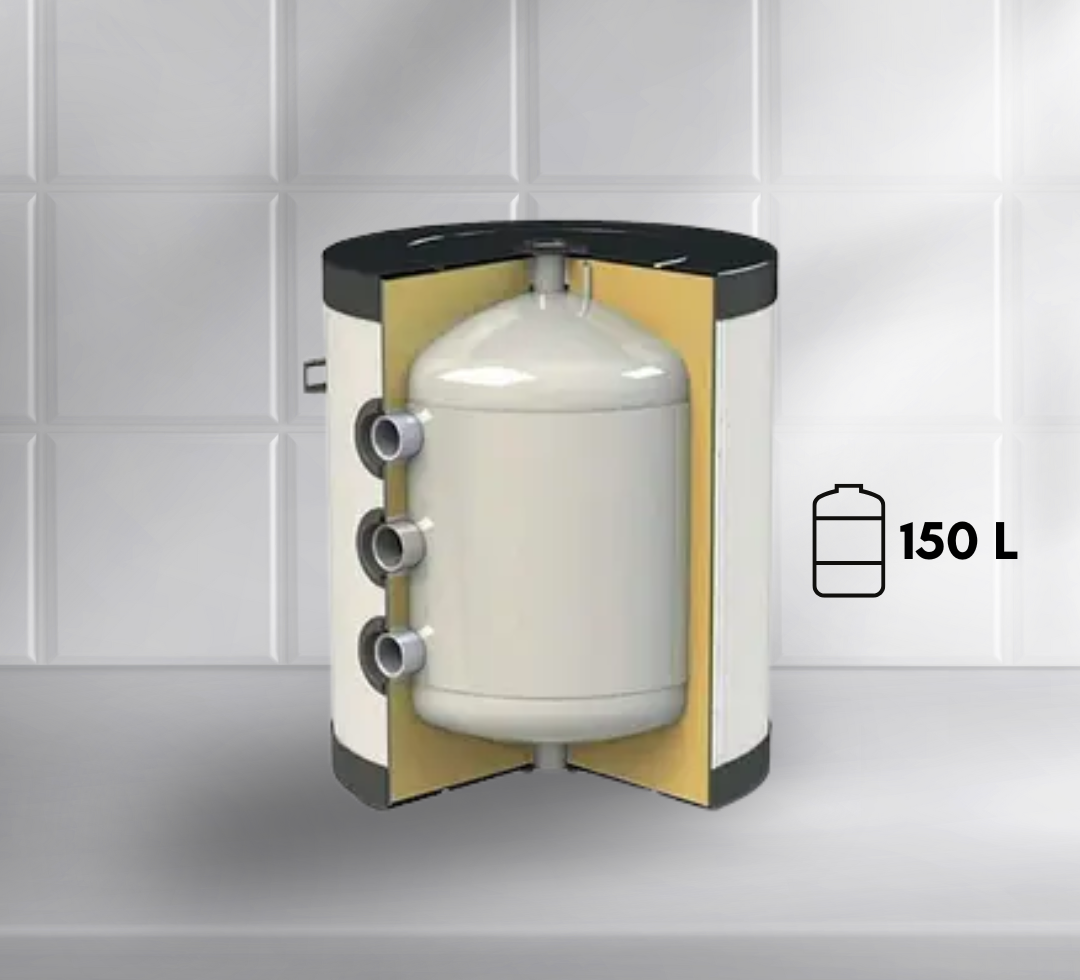 Буферна ємність, KHT НРТH-3-B-150-WP-PU, бак-накопичувач 150 літрів для теплових насосів, настінне/підлогове кріплення