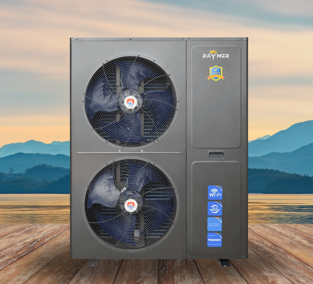 Тепловий насос повітря-вода Raymer RAY-18MNG 380В на 18 кВт, інверторний, -25°C/+45°C, моноблок до 240 кв.м, R290