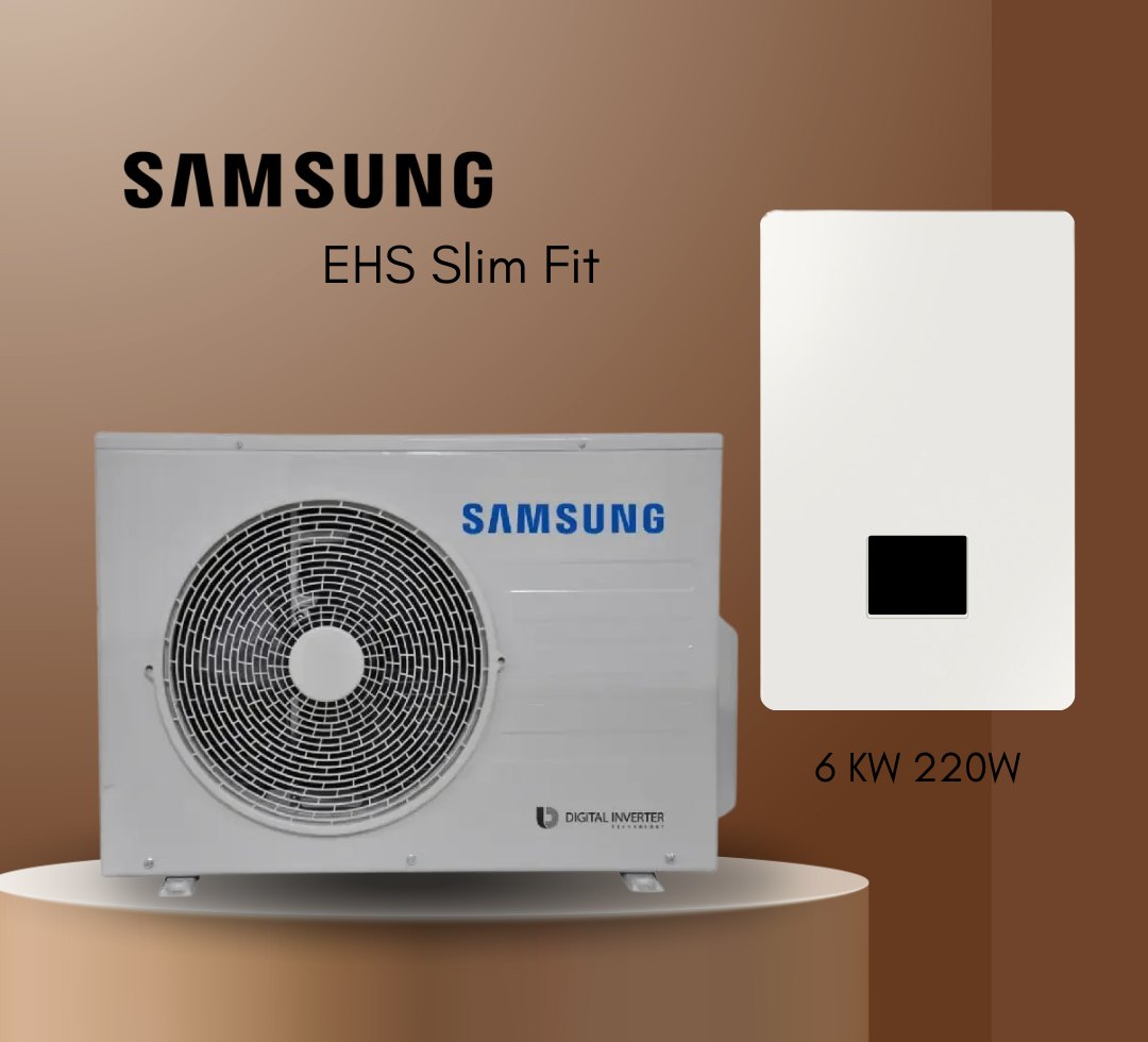 Тепловой насос Samsung EHS Slim Fit AE060RXEDEG/EU/AE160DNYSPG/EU, сплит на 6 кВт, инвертор до -25°C, до 60 м², 220В