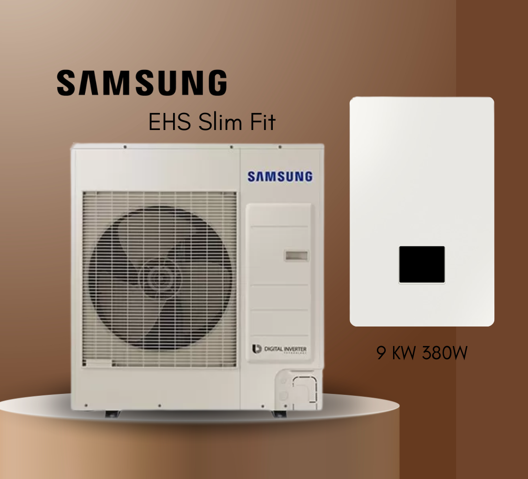 Тепловой насос Samsung EHS Slim Fit AE090RXEDGG/EU/AE160DNYSPG/EU, сплит на 9 кВт, инвертор до -25°C, до 90 м², 380В